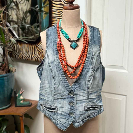 sz 18 retro plus denim vest