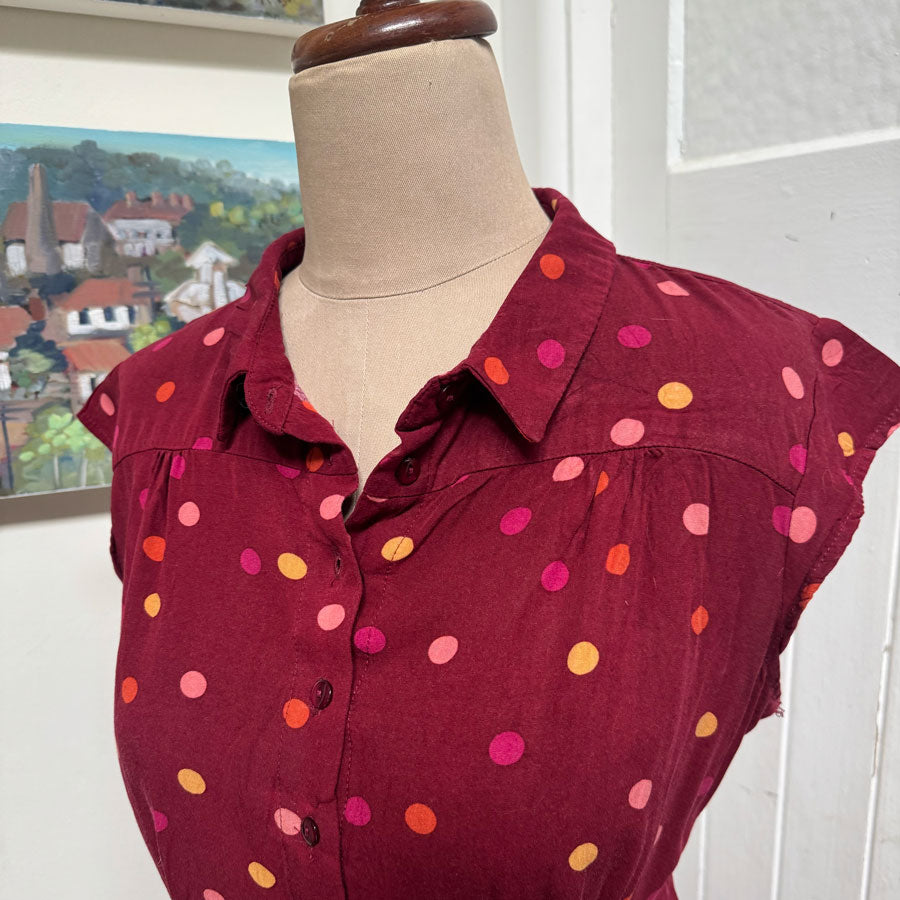 sz 14 Princess Highway maroon tea dress