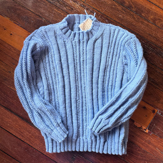 Sky blue cable knit wool jumper
