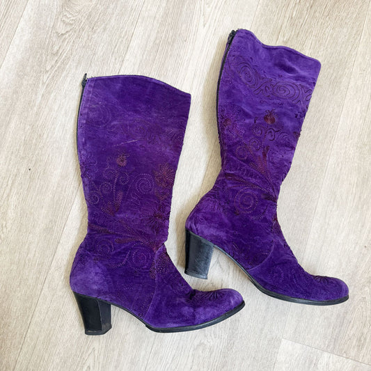 sz 41 funky velvet purple boots