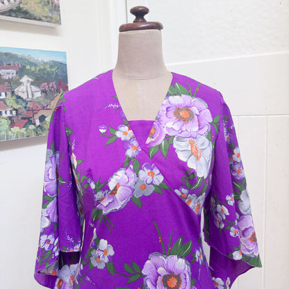 sz S-M 1970's purple maxi dress