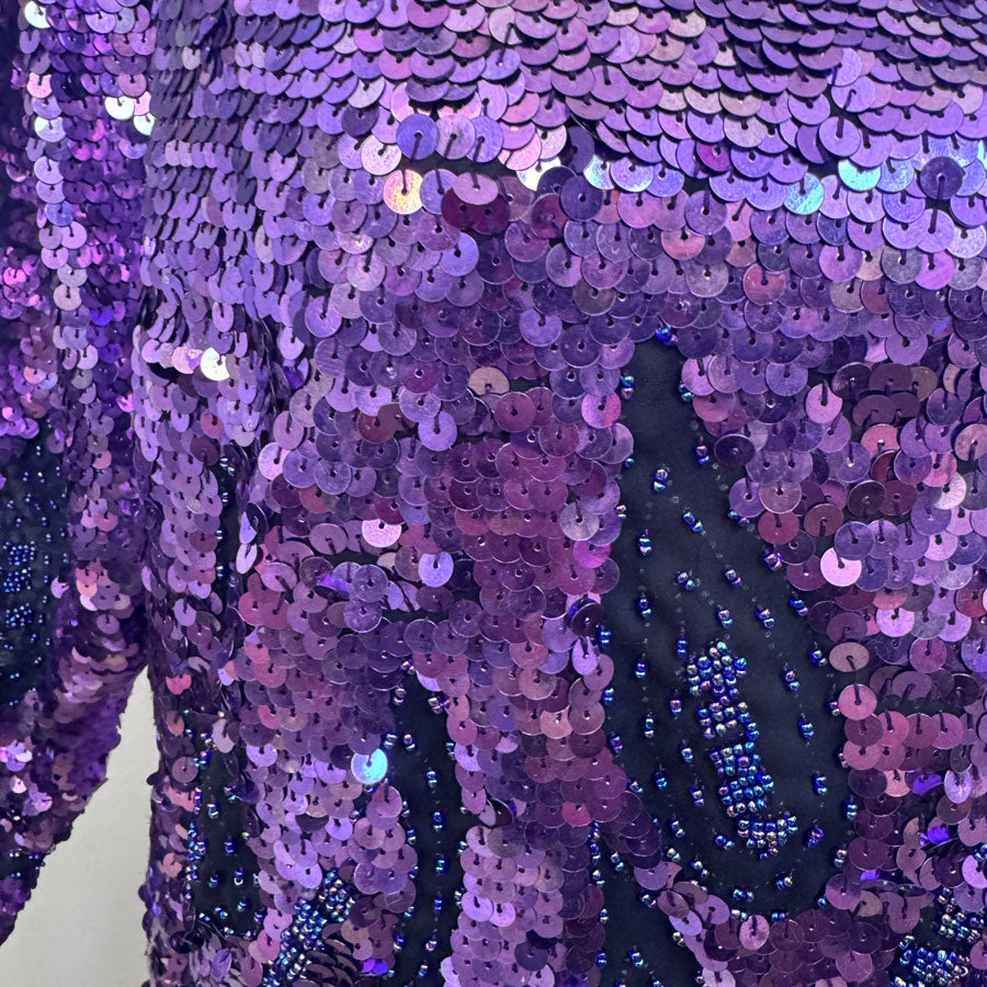 sz M vintage purple sequin top