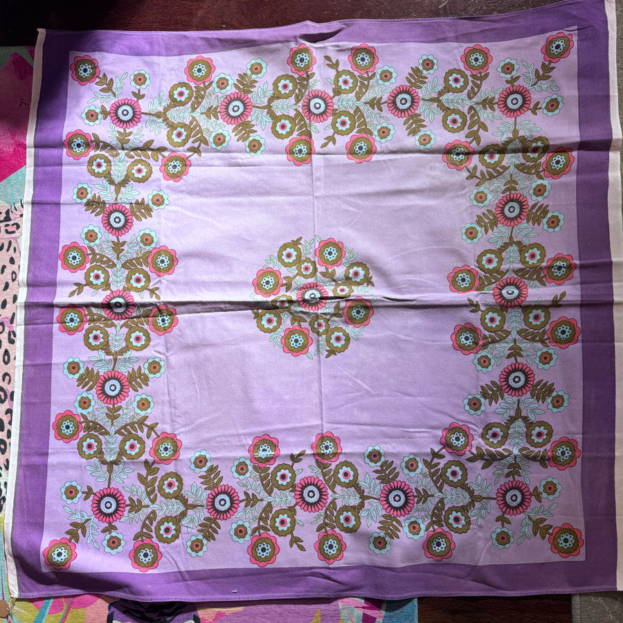 Purple floral tablecloth