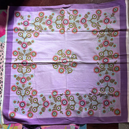 Purple floral tablecloth