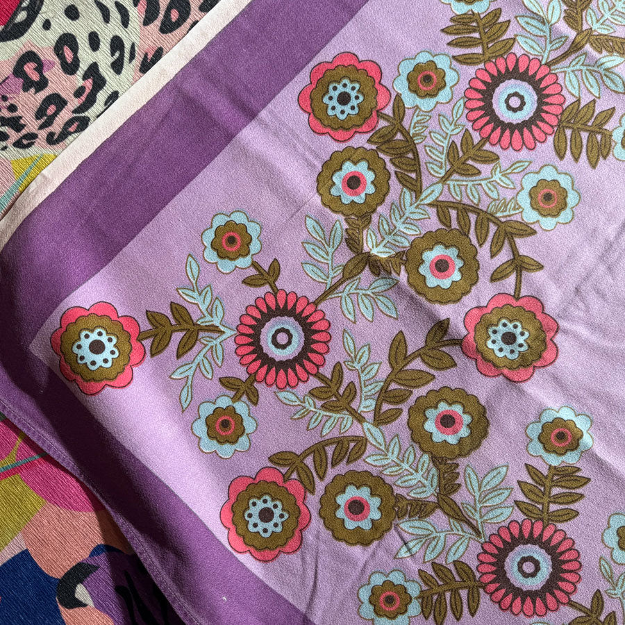 Purple floral tablecloth