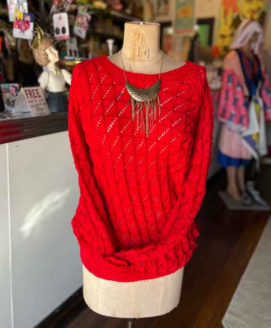 New handknit red jumper