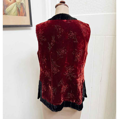 sz M chinese red velvet vest