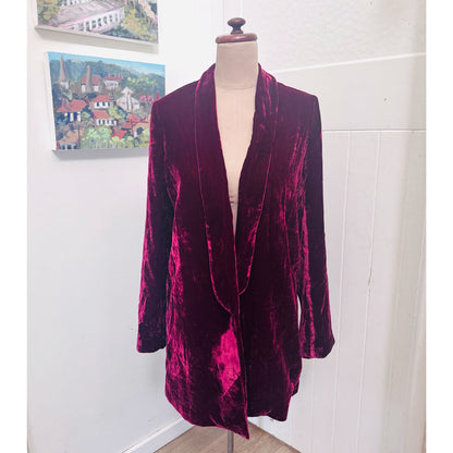 sz M red velvet tuxedo jacket