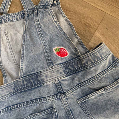 sz 12 Salty Bitch denim short overalls