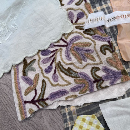 Slow stitch Scrappy linen fabric pack