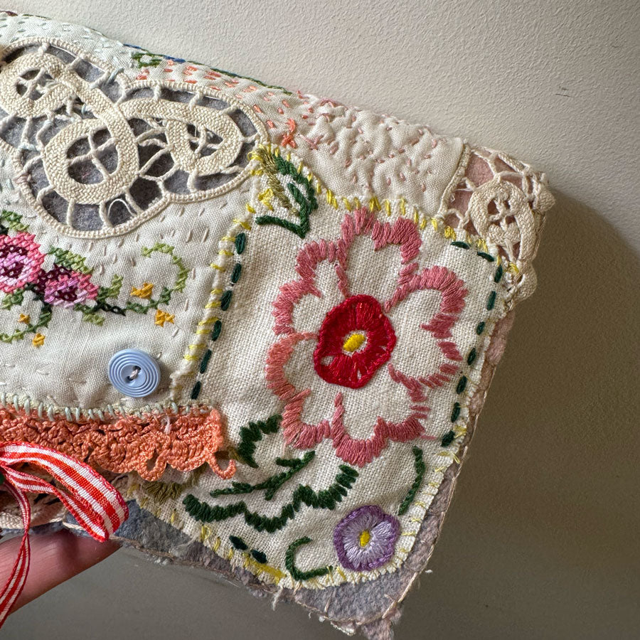 Shabby clutch with ephemera finds