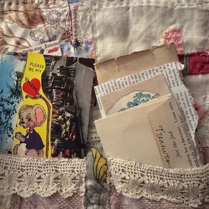 Shabby clutch with ephemera finds