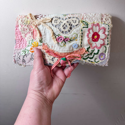 Shabby clutch with ephemera finds