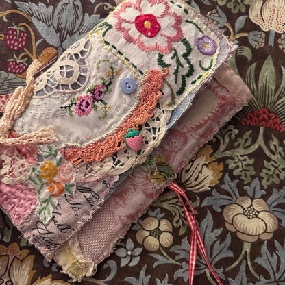 Shabby clutch with ephemera finds