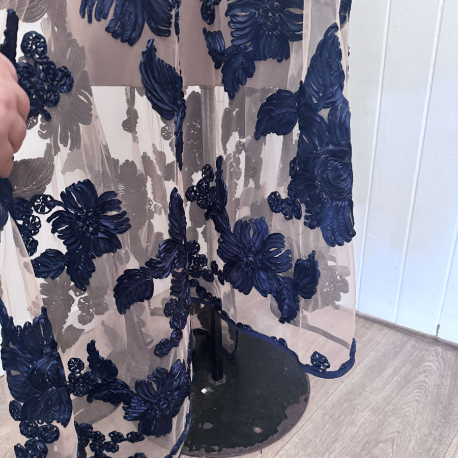 Sheer navy embroidered dress