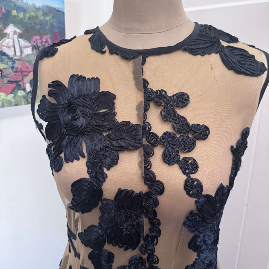 Sheer navy embroidered dress