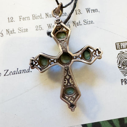 Silver turquoise cross pendant