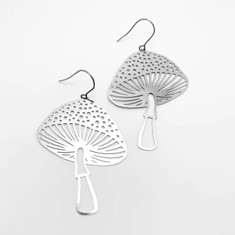 Toadstool silver dangle earrings