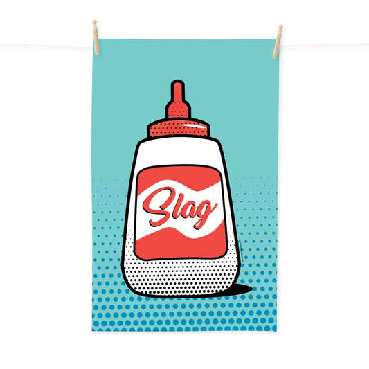 Slag pop art tea towel