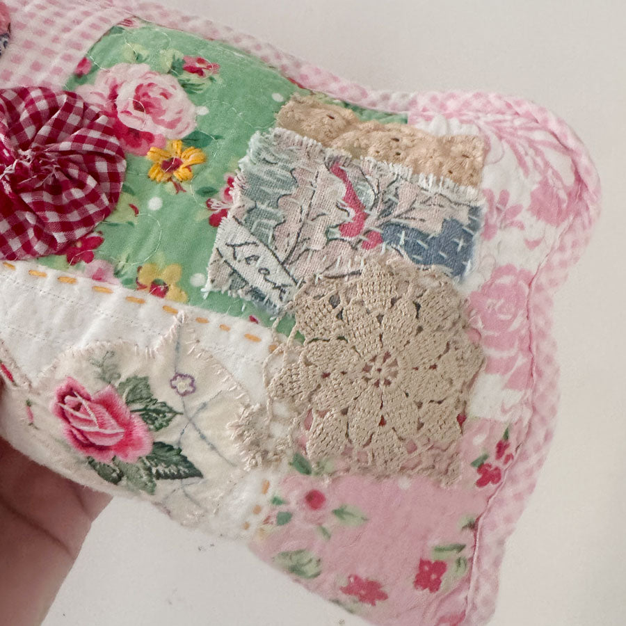 Slow stitch upcycled cushion