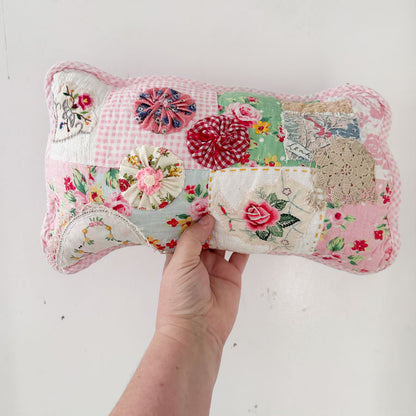 Slow stitch upcycled cushion