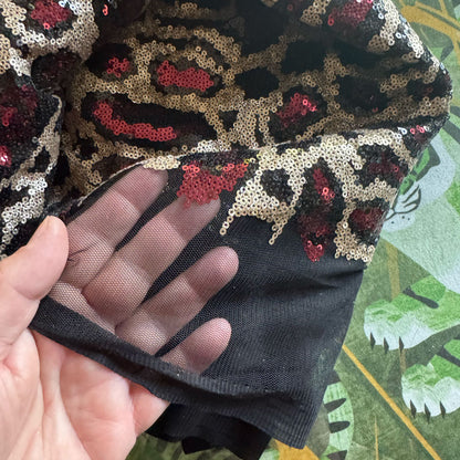 Sparkly sequinned leopard fabric