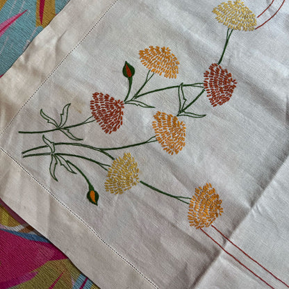 Floral embroidered tablecloth