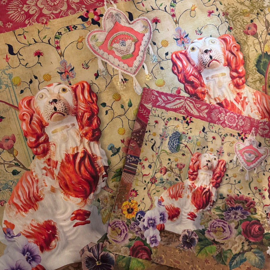 Mini cotton panel : Staffordshire dogs