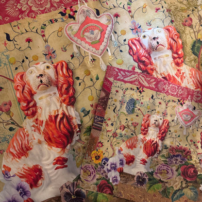 Mini cotton panel : Staffordshire dogs
