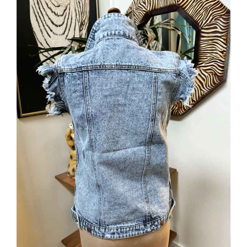 sz S Billy Idol studded denim vest