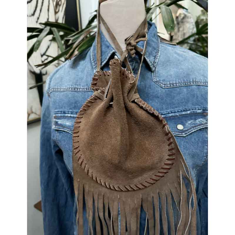 Western fringed suede pouch purse