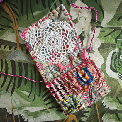 Sushi fish slow stitched purse