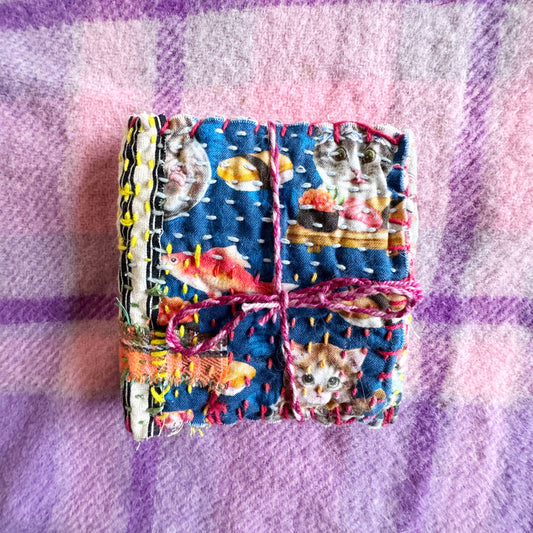 Sushi fish slow stitched purse