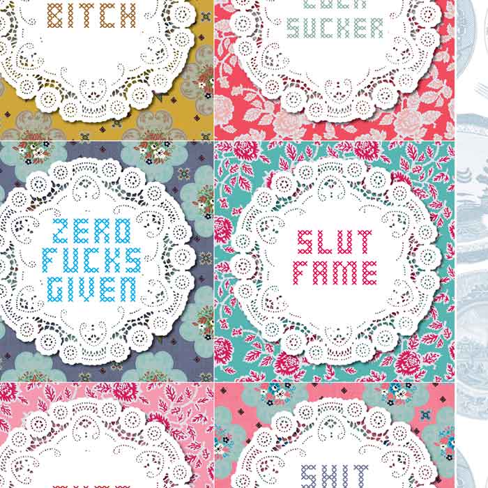 Sweary doilies tea towel