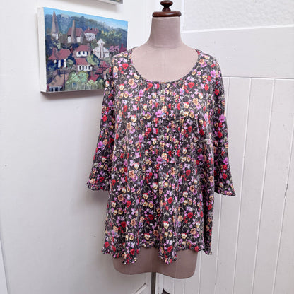 sz 20 brown floral blouse