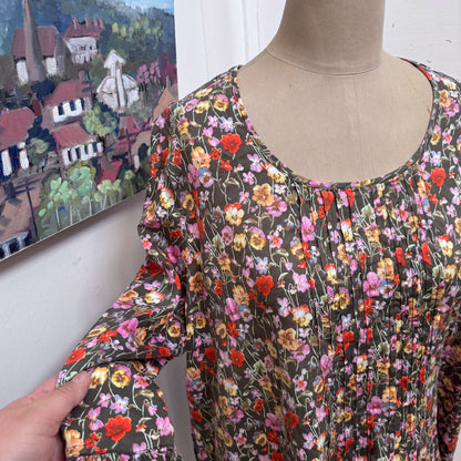 sz 20 brown floral blouse