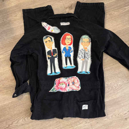 sz 10 political black denim jumpsuit