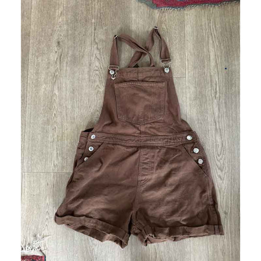 sz 12 brown shorty denim overalls