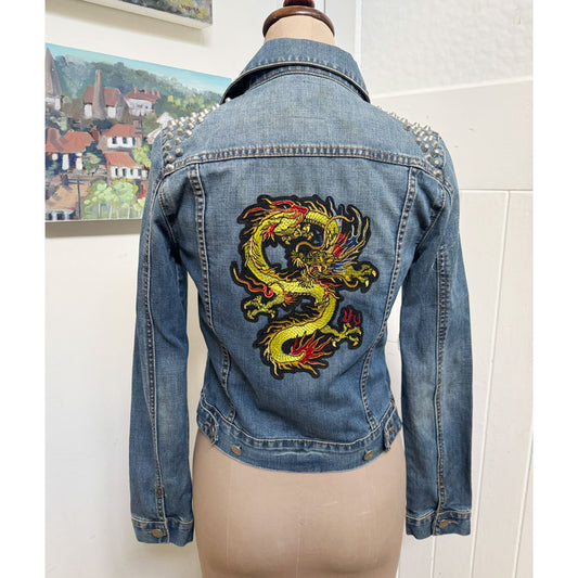 sz 6 studded dragon denim jacket
