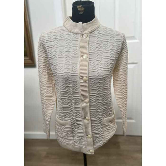 sz 14 cream wool vintage cardigan