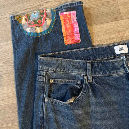 sz 18 upcycled dark denim jeans