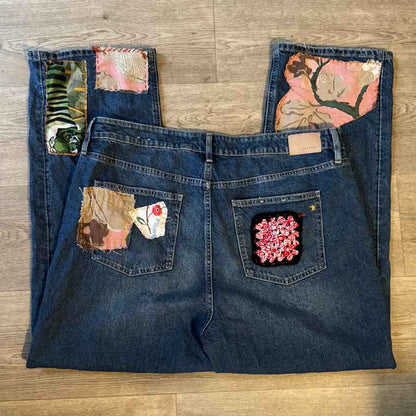 sz 18 upcycled dark denim jeans