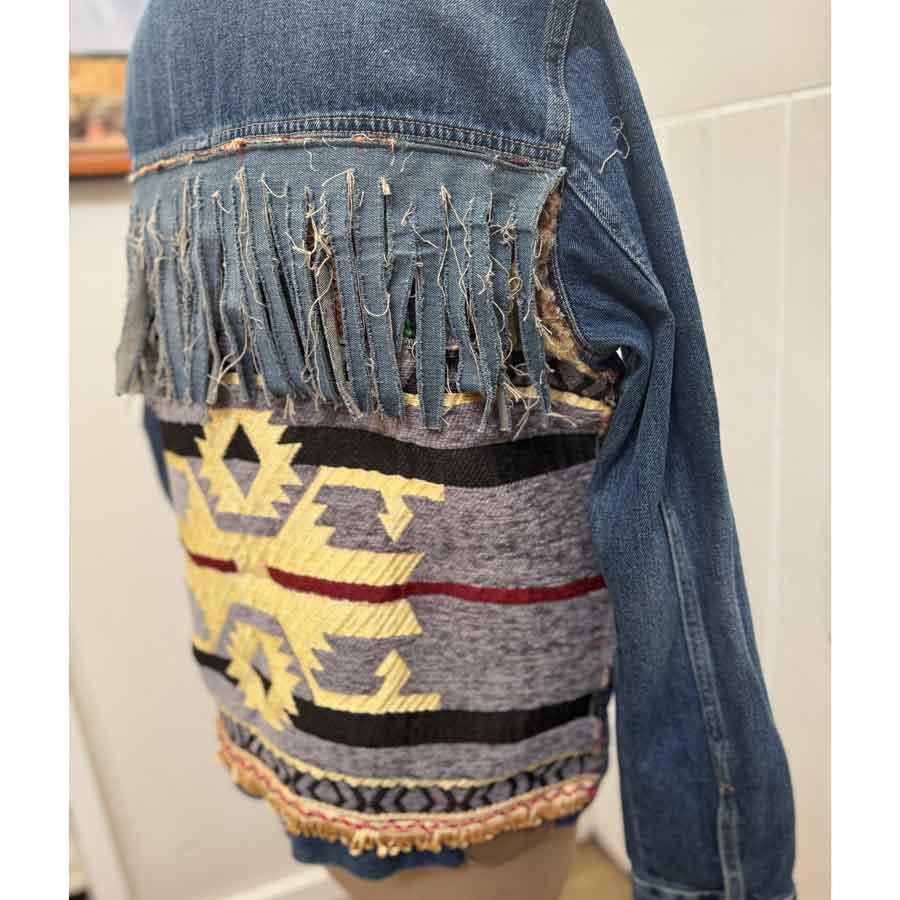 sz XL mens fringed trucker jacket