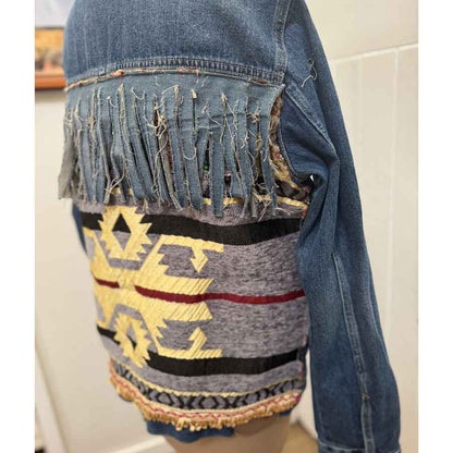 sz XL mens fringed trucker jacket