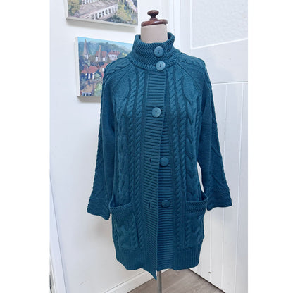 sz 16 teal green cardigan