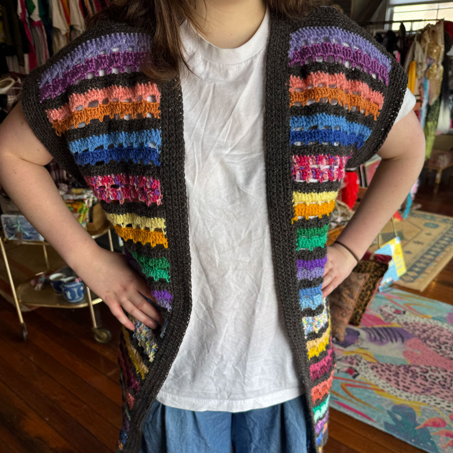 Handmade technicolour vest coat