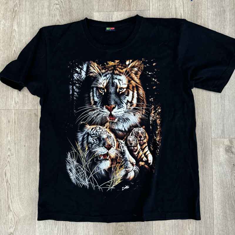 sz L black tiger t shirt