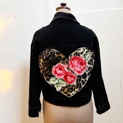 sz 8 black cord rose heart jacket