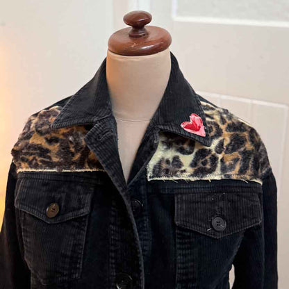 sz 8 black cord rose heart jacket