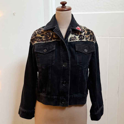sz 8 black cord rose heart jacket